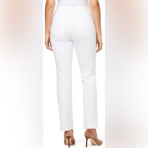 White Straight Cut High Waisted Jeans